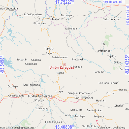 Unión Zaragoza on map