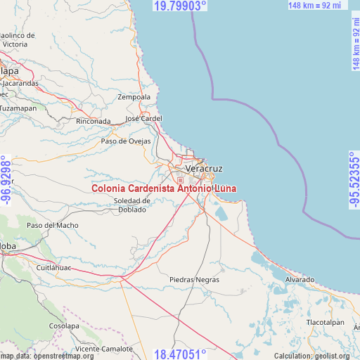 Colonia Cardenista Antonio Luna on map