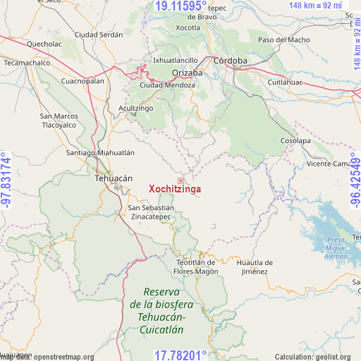 Xochitzinga on map