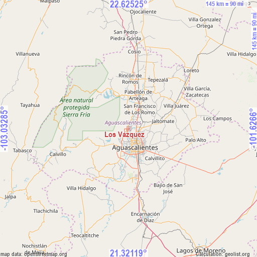 Los Vázquez on map
