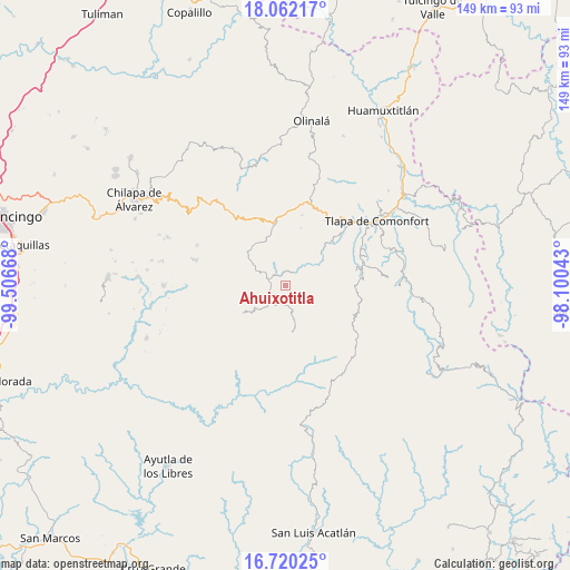 Ahuixotitla on map