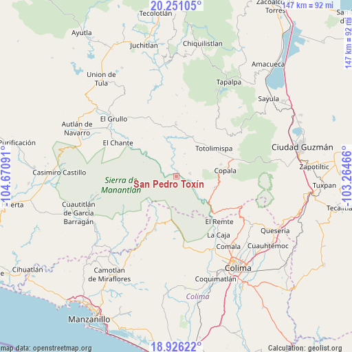 San Pedro Toxín on map