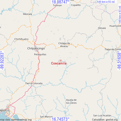 Coscamila on map