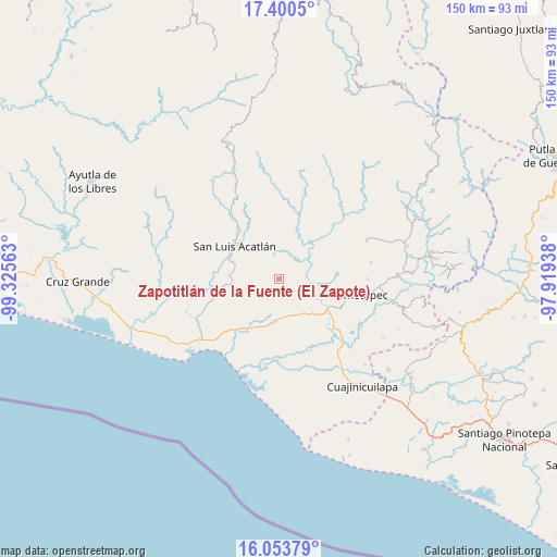 Zapotitlán de la Fuente (El Zapote) on map