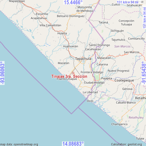 Tinajas 3ra. Sección on map