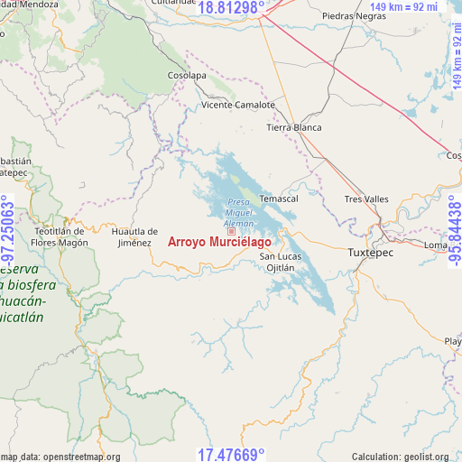 Arroyo Murciélago on map