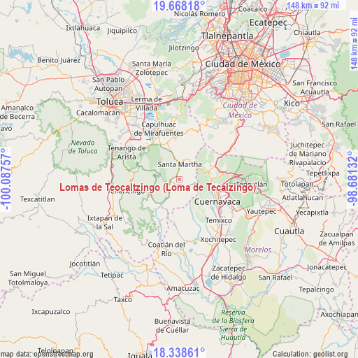 Lomas de Teocaltzingo (Loma de Tecalzingo) on map