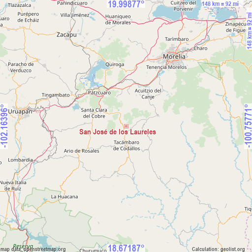 San José de los Laureles on map