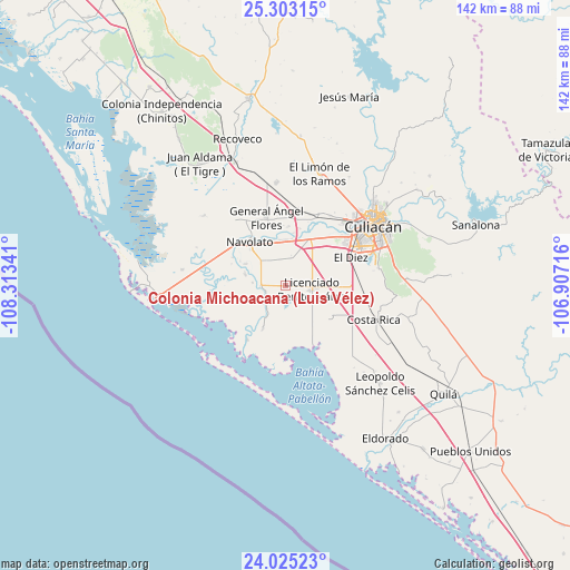 Colonia Michoacana (Luis Vélez) on map