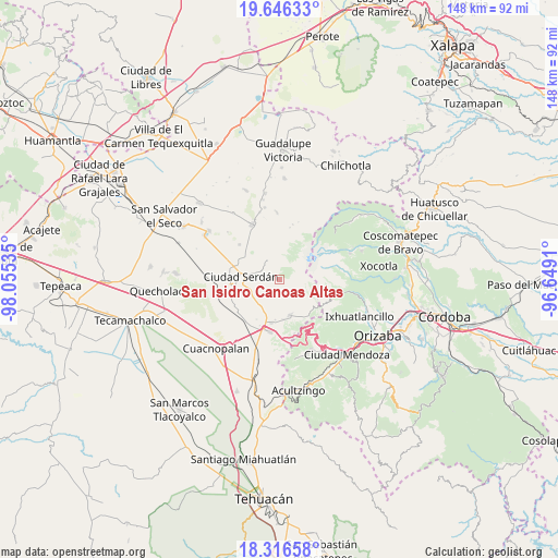 San Isidro Canoas Altas on map
