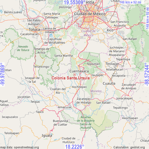 Colonia Santa Úrsula on map