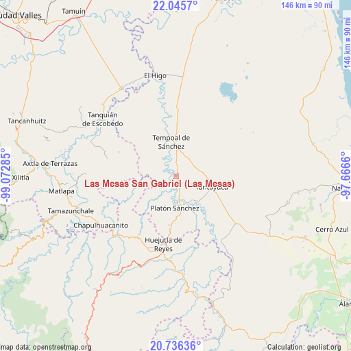 Las Mesas San Gabriel (Las Mesas) on map