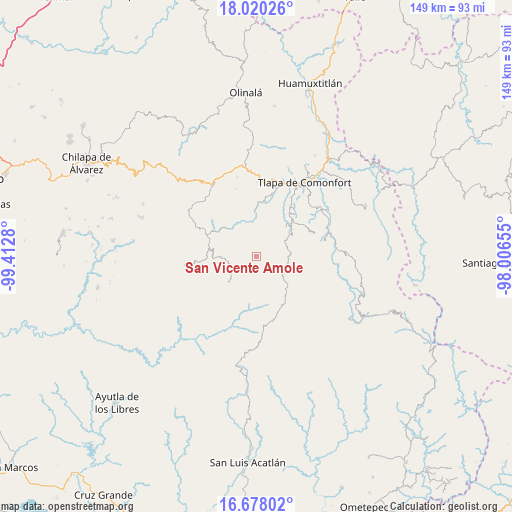 San Vicente Amole on map