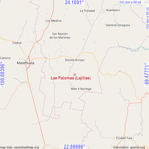 Las Palomas (Lajillas) on map