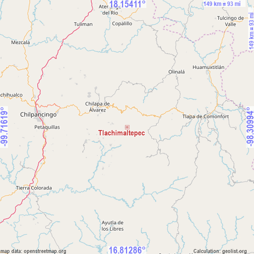 Tlachimaltepec on map