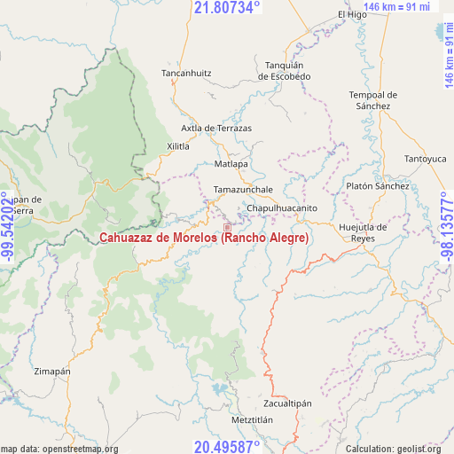 Cahuazaz de Morelos (Rancho Alegre) on map