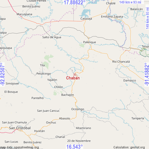 Chabán on map