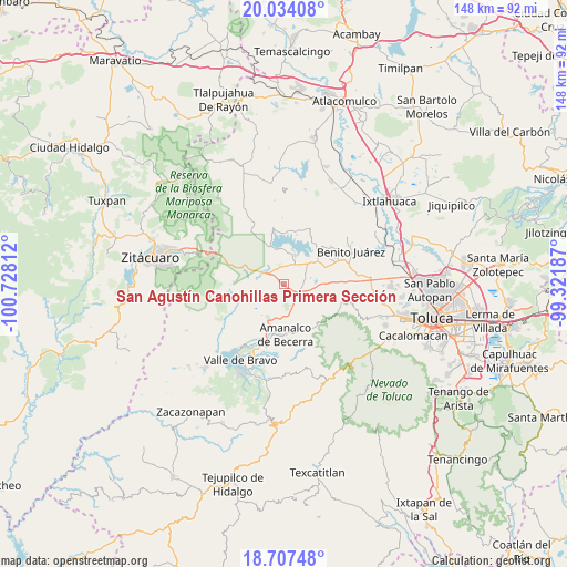 San Agustín Canohillas Primera Sección on map
