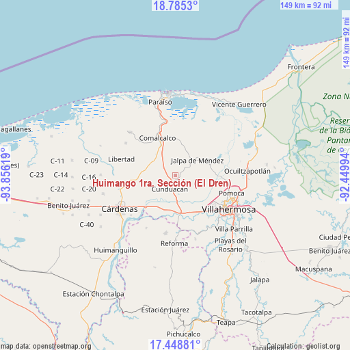 Huimango 1ra. Sección (El Dren) on map