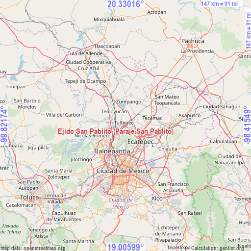 Ejido San Pablito (Paraje San Pablito) on map