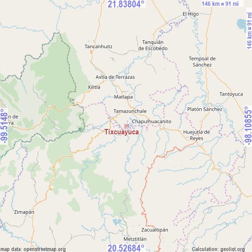 Tixcuayuca on map