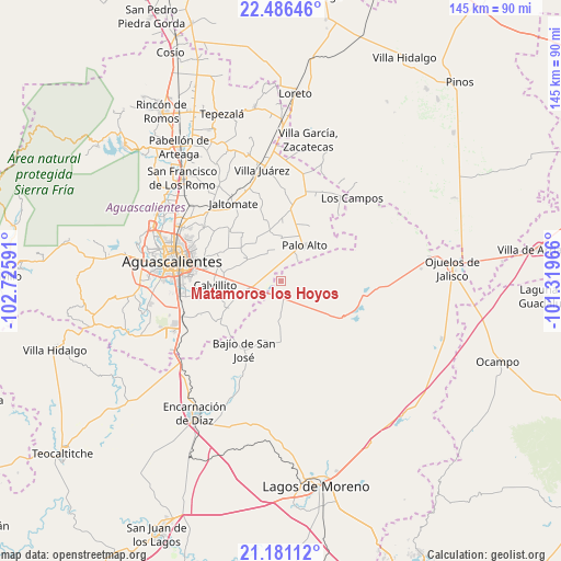 Matamoros los Hoyos on map
