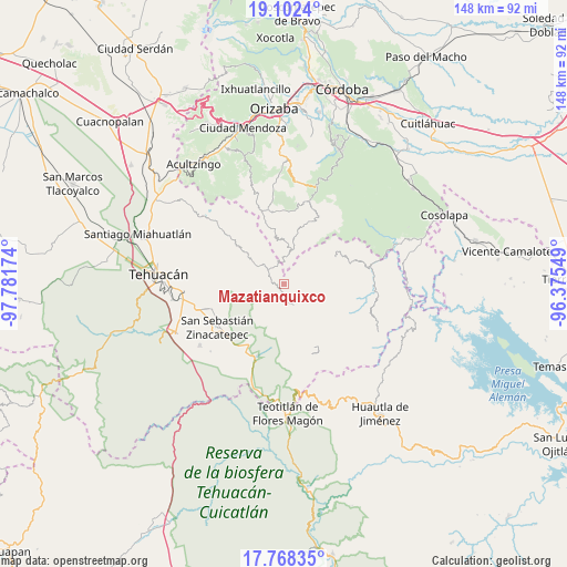 Mazatianquixco on map