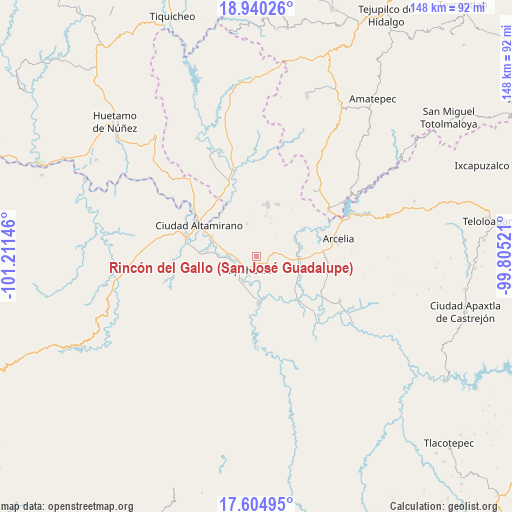 Rincón del Gallo (San José Guadalupe) on map