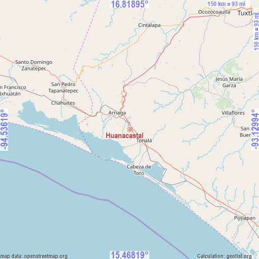 Huanacastal on map