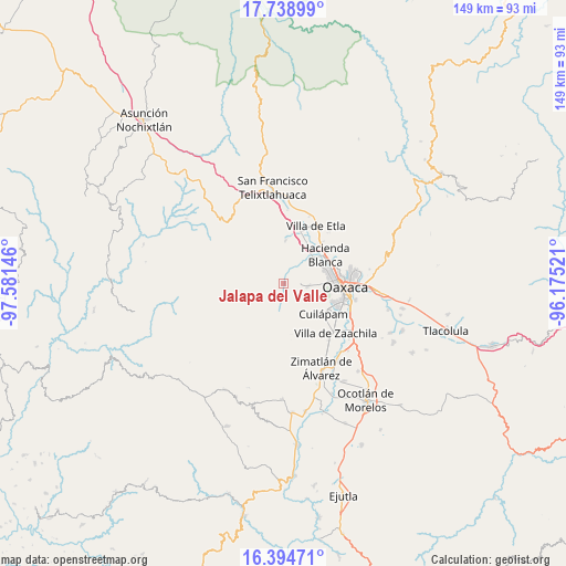 Jalapa del Valle on map