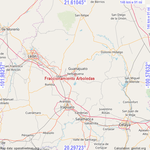 Fraccionamiento Arboledas on map