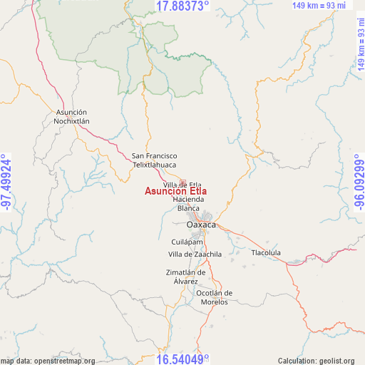 Asunción Etla on map