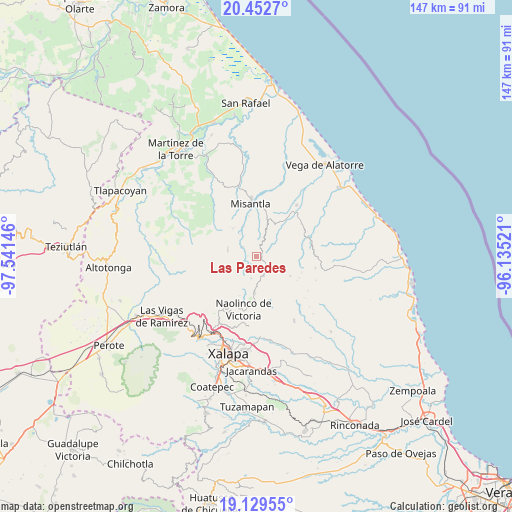 Las Paredes on map