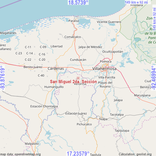 San Miguel 2da. Sección on map