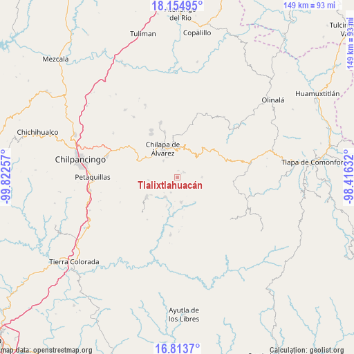 Tlalixtlahuacán on map