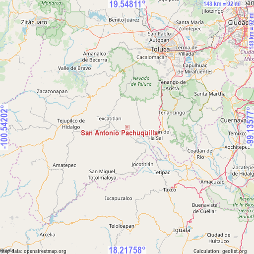 San Antonio Pachuquilla on map