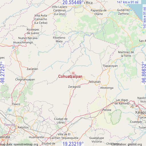 Cohuatzalpan on map