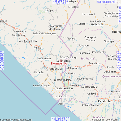 Hermosillo on map