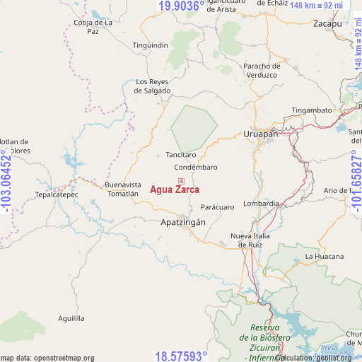 Agua Zarca on map