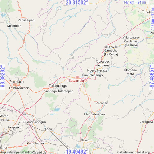 Tlatzintla on map