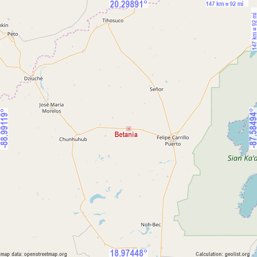 Betania on map