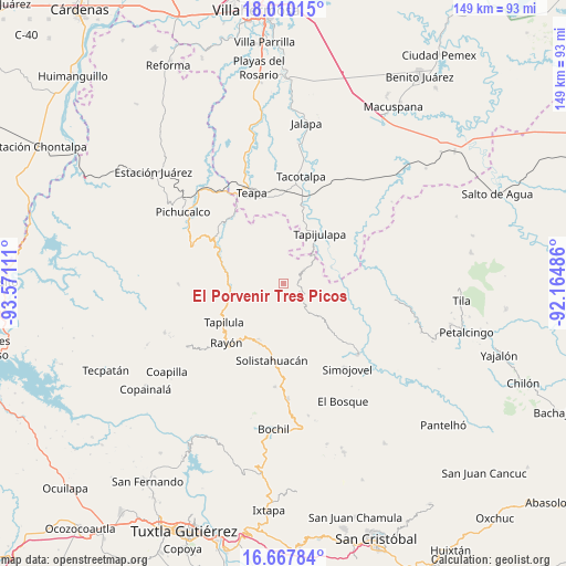 El Porvenir Tres Picos on map