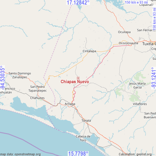 Chiapas Nuevo on map