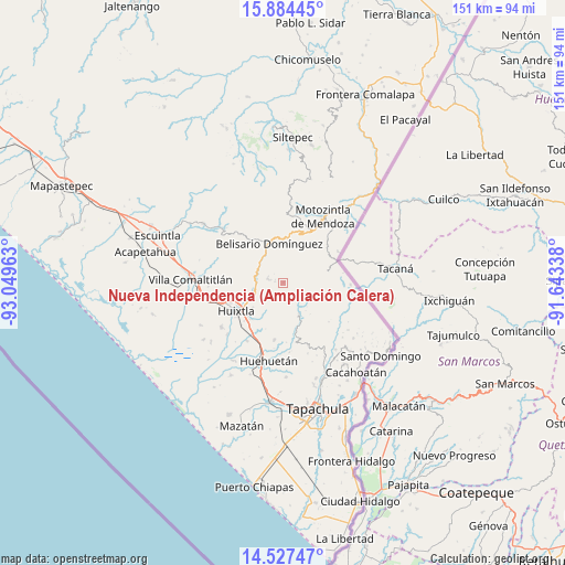 Nueva Independencia (Ampliación Calera) on map