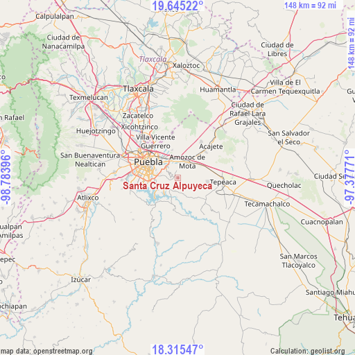 Santa Cruz Alpuyeca on map