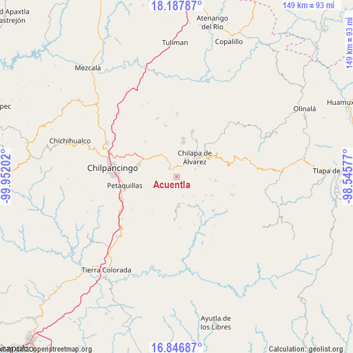Acuentla on map
