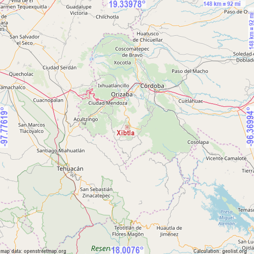 Xibtla on map