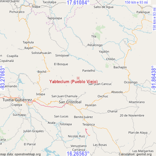 Yabteclum (Pueblo Viejo) on map