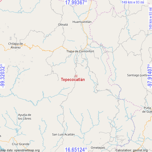 Tepecocatlán on map