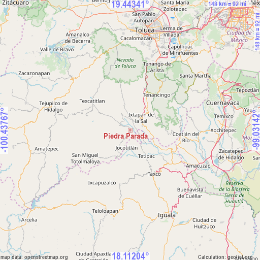 Piedra Parada on map